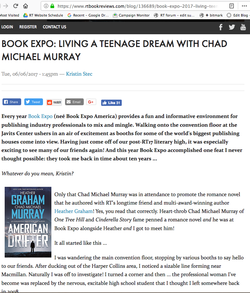 Book Expo Chad Michael Murray Article