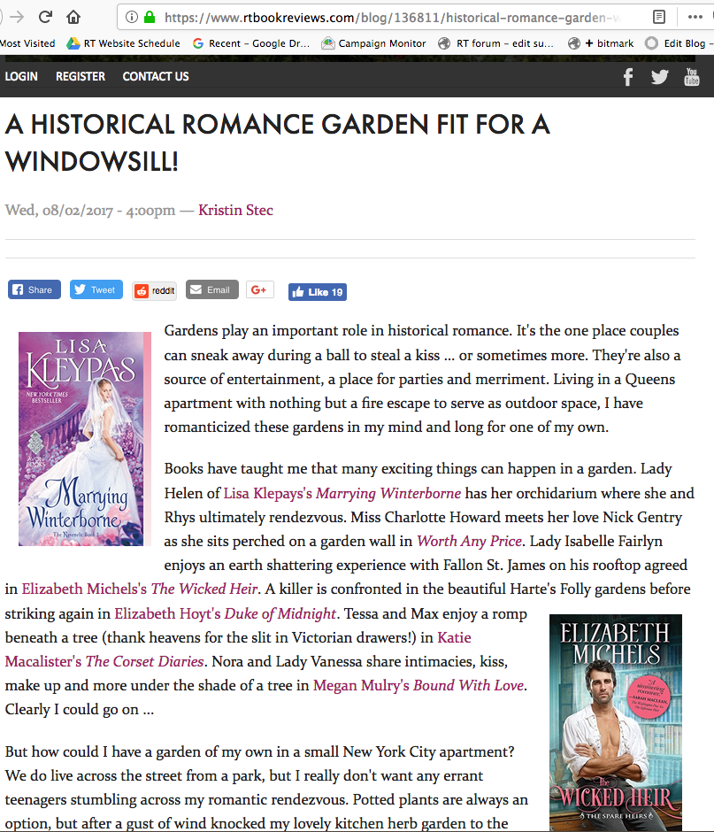 Historical Romance Garden Article