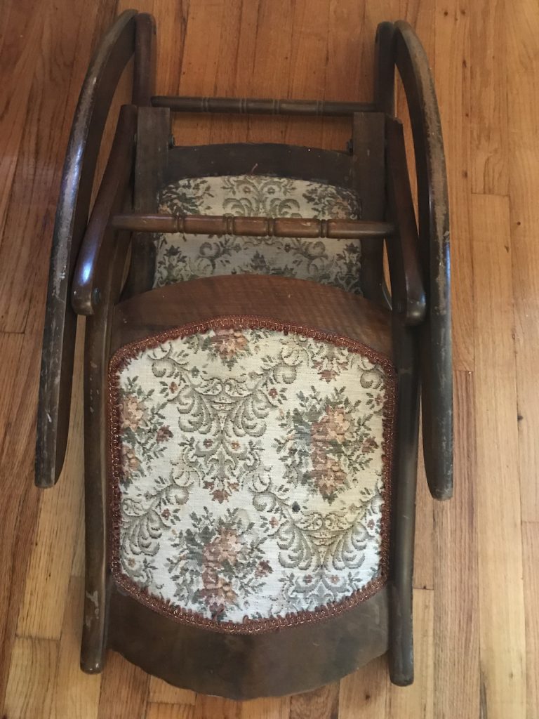 Victorian era folding rocking chair folded