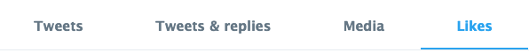 A screenshot shows the four tabs featured on every Twitter account, Tweets, Tweets and Replies, Media, and Likes